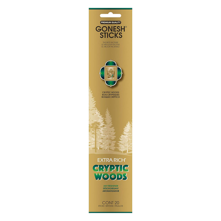 Gonesh Sticks Best Extra Rich Cryptic Woods Incense Sticks Air Freshener 20Ea