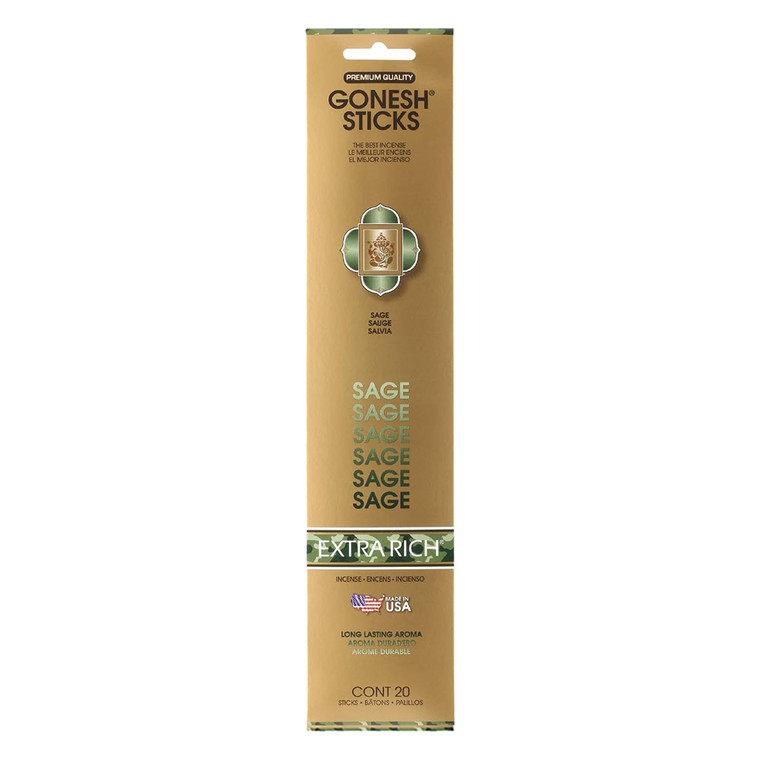 Gonesh Sticks Best Extra Rich Sage Incense Sticks 20Ea