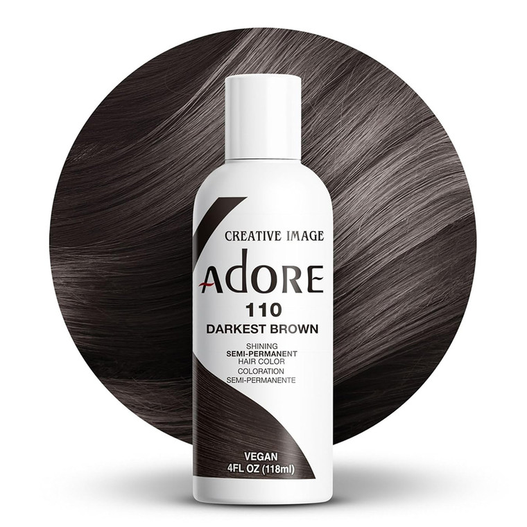 Adore Creative Image Semi Permanent Hair Color 110 Darkest Brown Ammonia Free 4Oz (118ml)