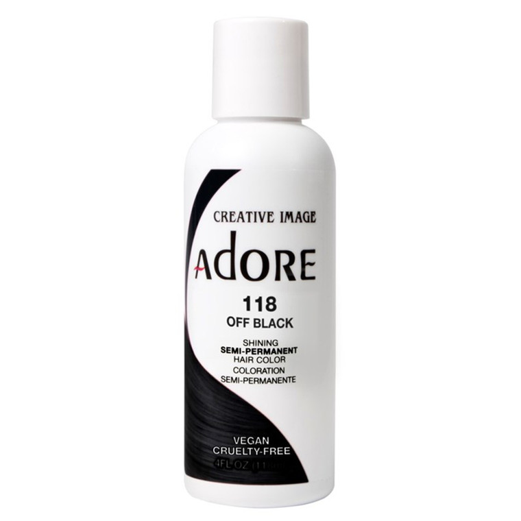 Adore 118 Off Black Shining Semi Permanent Hair Color Ammonia Free 4Oz (118ml)