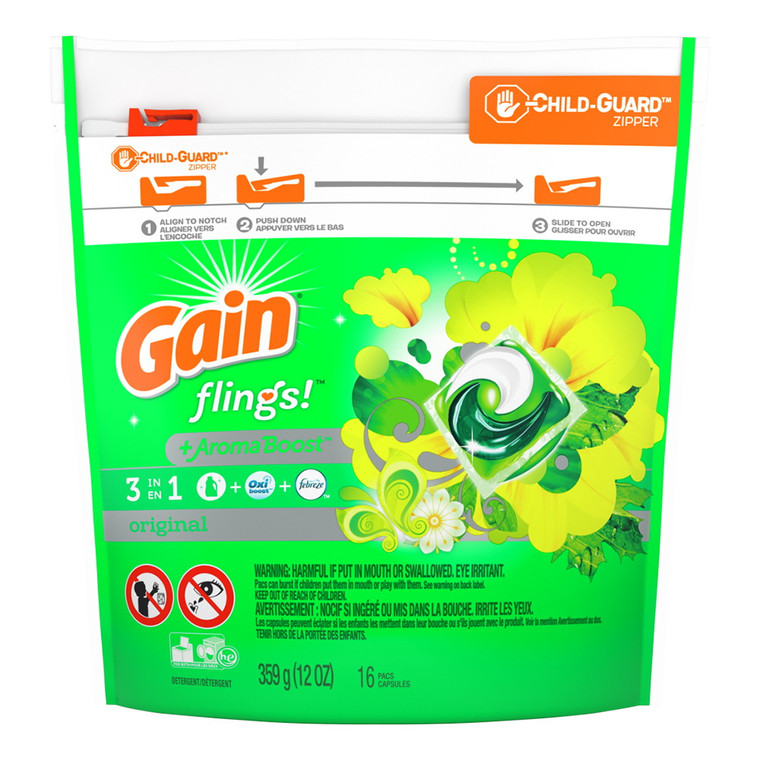 Gain Flings 3-in-1 Original Laundry Detergent Pods 339g (11Oz), Pack of 6