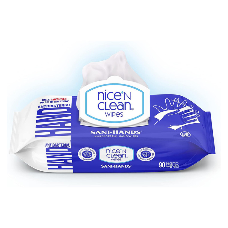 Nice N Clean Sani Hands Antibacterial Hand Wipes 90Ea