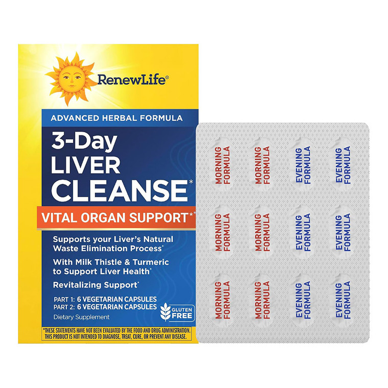 Renew Life 3 Day Liver Cleanse Vital Organ Support Natural Detoxification Veg Capsules 12Ea