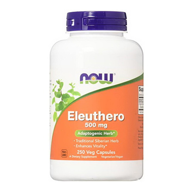 Now Foods Eleuthero 500 mg Adaptogenic Herb Veg Capsules, 250 Ea