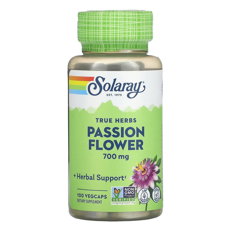 Solaray Passion Flower Aerial Extract VegCapsules for Relaxation Support 100Ea