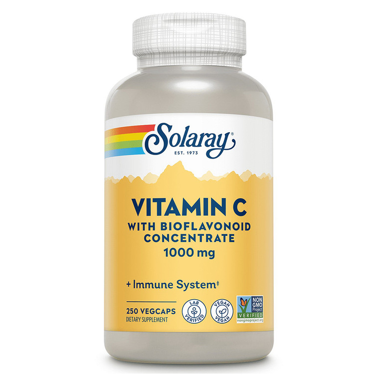 Solaray Vitamin C with Bioflavonoid Concentrate 1000 mg VegCaps for Immune Support 250Ea
