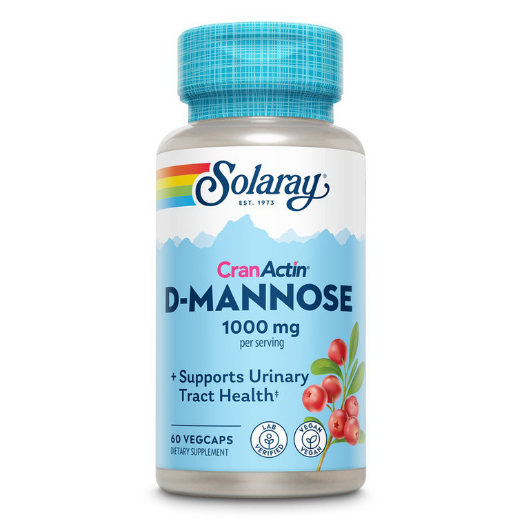 Solaray D Mannose with CranActin Cranberry Extract 1000 mg VegCaps for Urinary Tract Health Support 60Ea