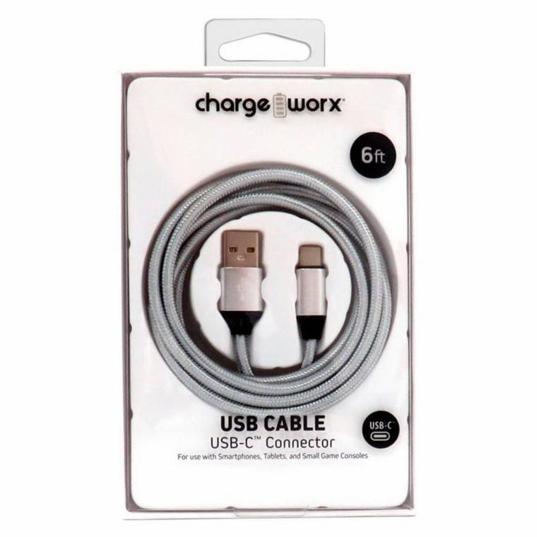 Chargeworx USB C Connector Charging Cable 6 Feet 1Ea