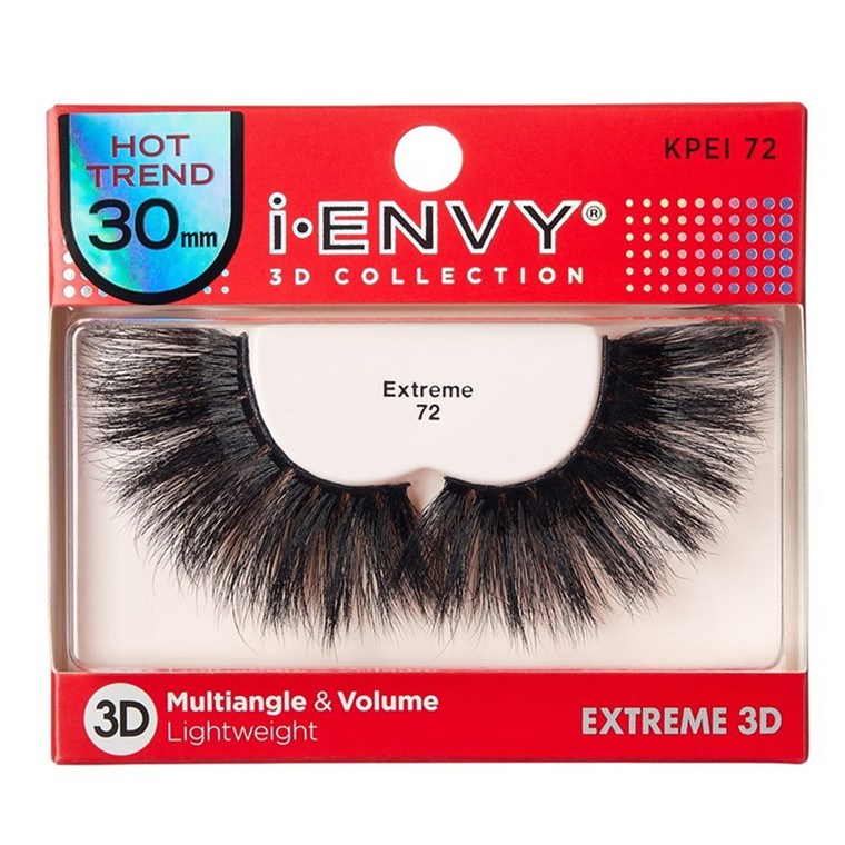 Kiss I Envy Extreme 3D Lashes 72 Multi Angle and Volume 30mm Lightweight 1Ea