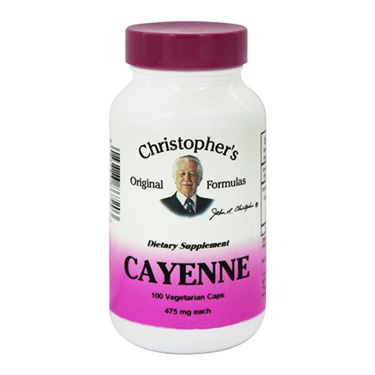Dr. Christopher Single Herb Cayenne 475 Mg Vegetarian Capsules, 100 Ea