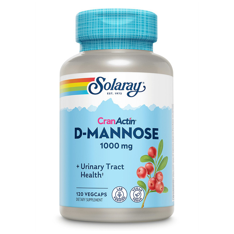 Solaray D Mannose 1000 mg with CranActin Cranberry Extract VegCaps for Urinary Tract Health Support 120Ea
