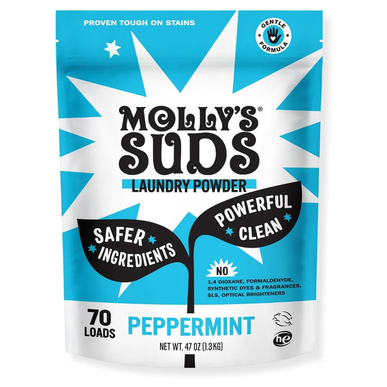 Mollys Suds Laundry Powder Powerfull Clean 70 loads Peppermint 70 Loads 47Oz