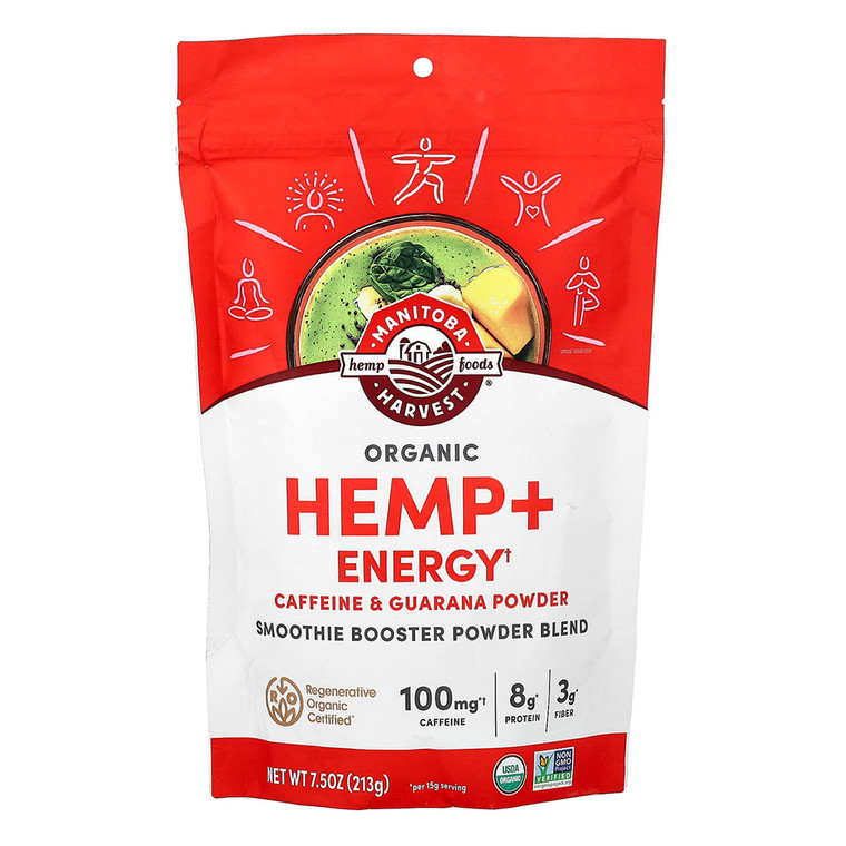 Manitoba Harvest Organic Hemp Plus Energy Smoothie Booster Powder Blend 7.5Oz (213g)