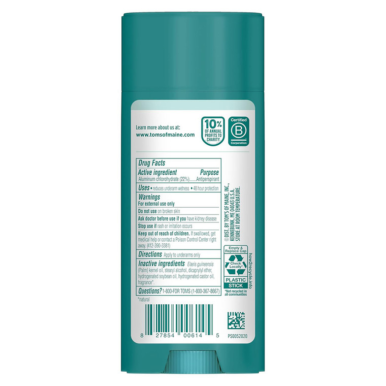 Toms of Maine North Woods Antiperspirant for 48 Hour Sweat and Odor Protection 3.25Oz (92g)