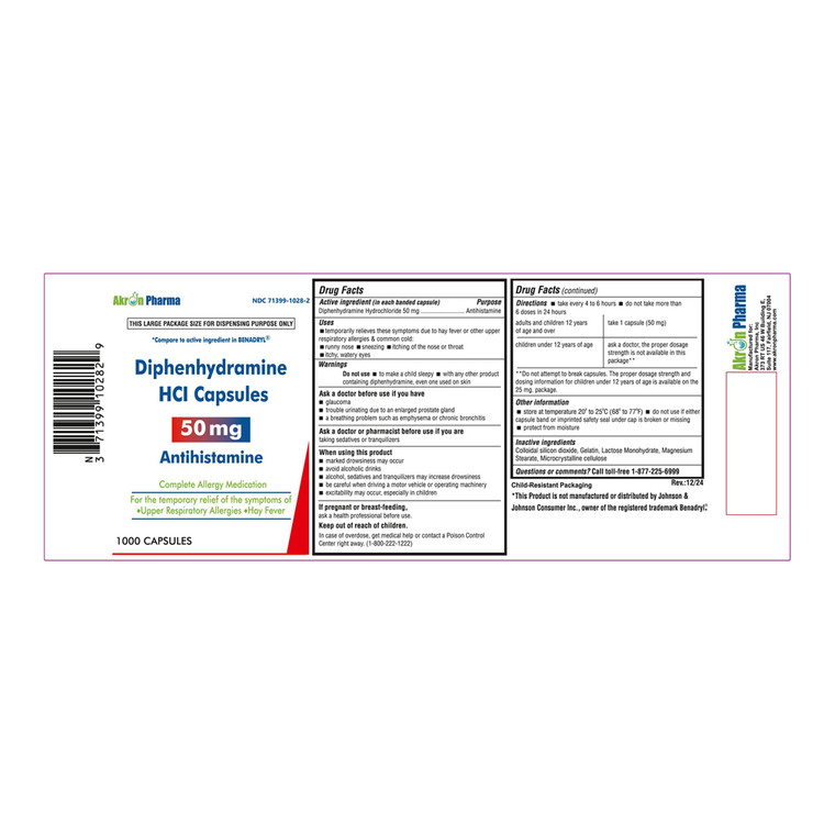 Diphenhydramine HCL 50mg Antihistamine Capsules for Upper Respiratory Allergy Relief and Hay Fever 1000Ea