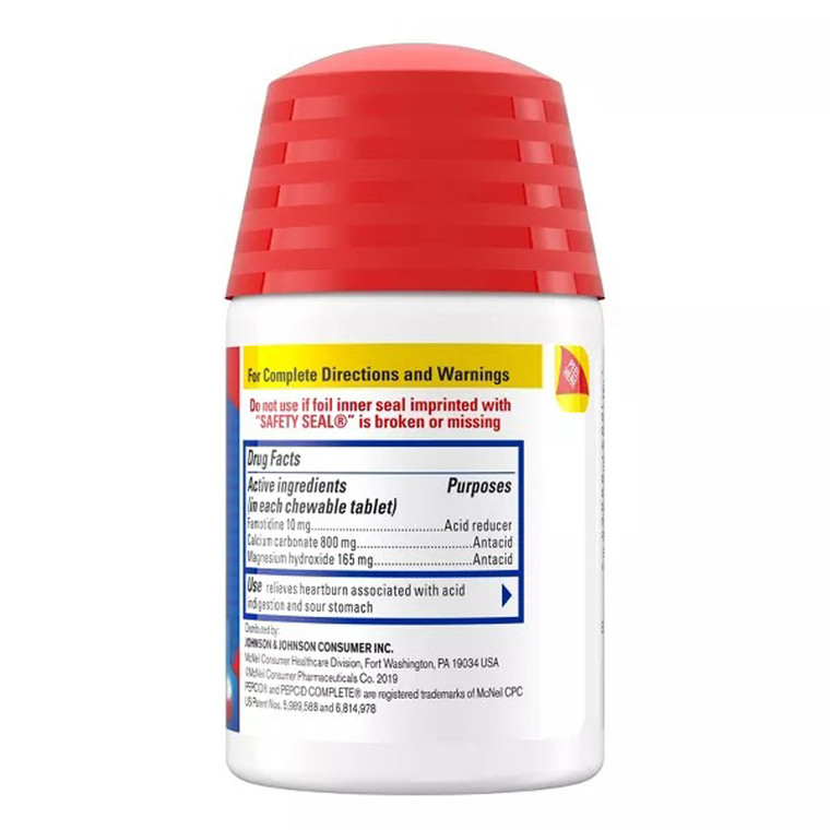 Pepcid Complete Dual Action Cool Mint Chewable Tablets Relieves Heartburn Due to Acid Indigestion 25Ea