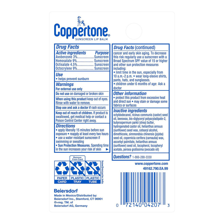 Coppertone Sport Sunscreen SPF 30 Lip Balm Moisturizes and Protects Lips 0.17Oz (4.8g)