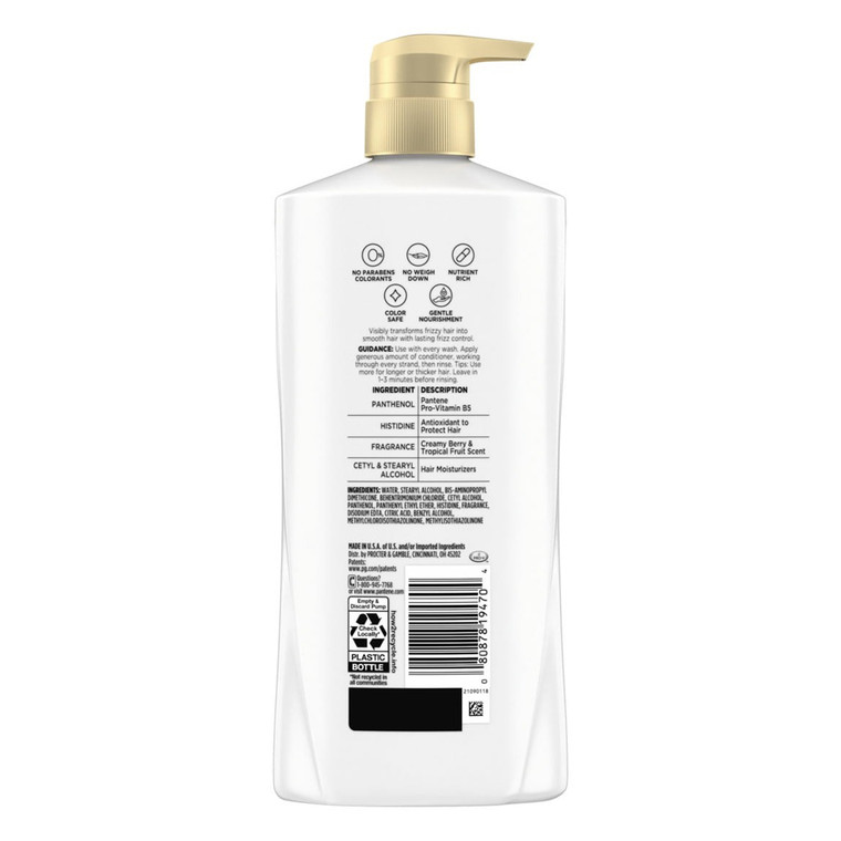Pantene Pro V Smooth and Sleek Conditioner for Hair Moisturizing and Frizz Control 16Oz (476ml)