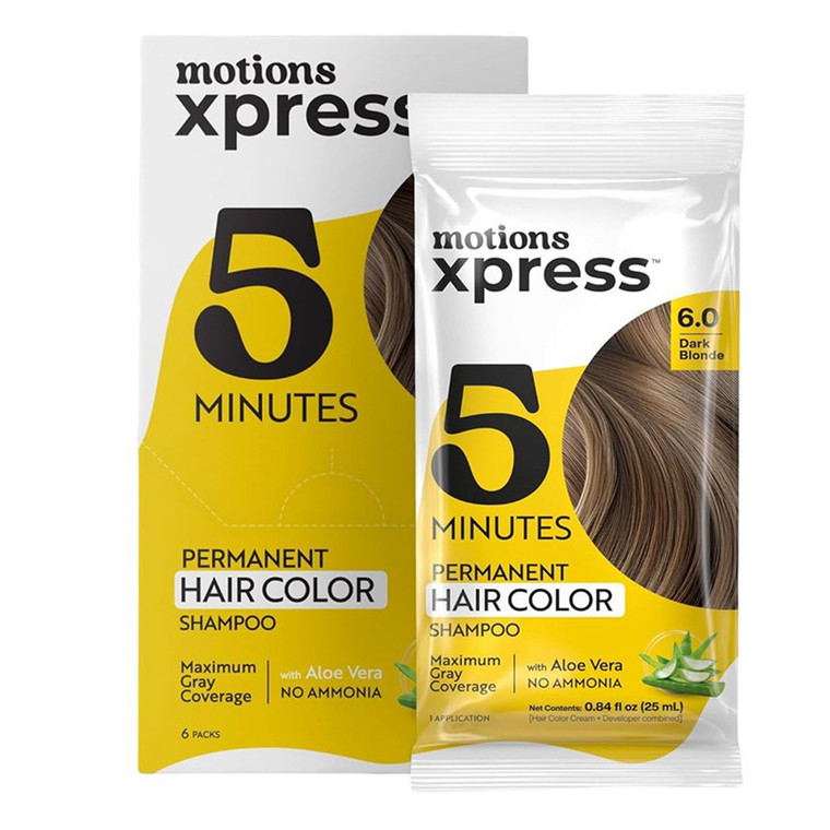 Motions Xpress 6.0 Dark Blonde Permanent Hair Color Shampoo 0.84Oz (25ml)