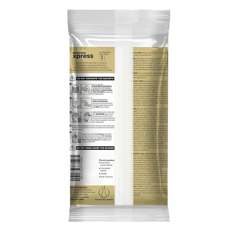 Motions Xpress 5.0 Light Brown Permanent Hair Color Shampoo 0.84Oz (25ml)
