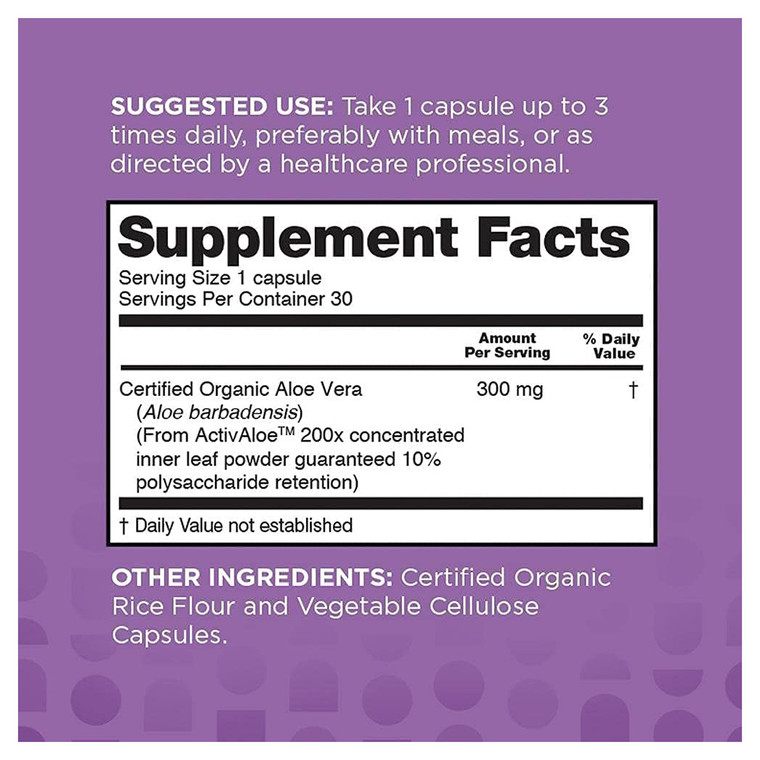 nbpure Organic Digestive Health Supplement Aloe Vera Gel Capsules 30Ea