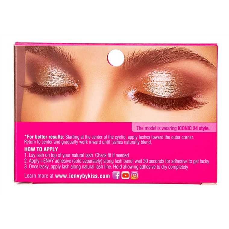 Kiss I Envy Glam 3D Eye Lashes 24 Multi Angle and Volume Lightweight 1Ea