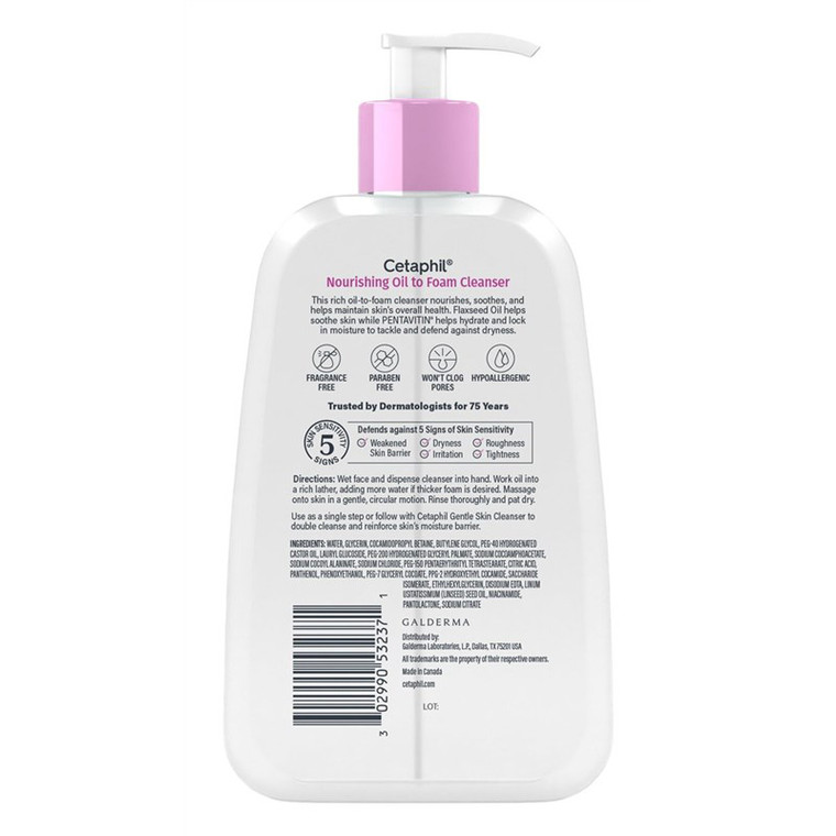 Cetaphil Nourishing Oil to Foam Cleanser for Facial Cleansing and Makeup Removal 8Oz (237ml)