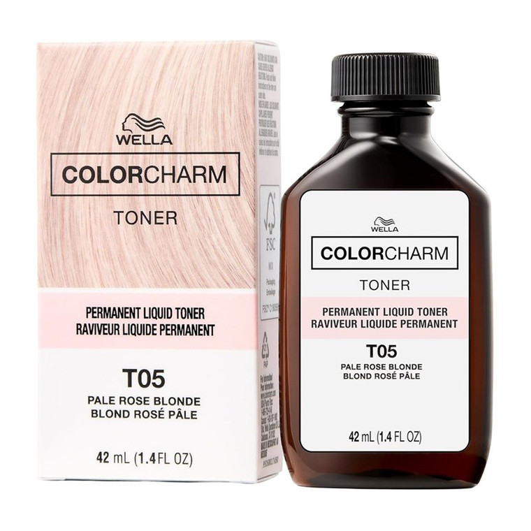 Wella Color Charm Permanent Liquid Hair Toner T05 Pale Rose Blonde 1.4Oz (42ml)