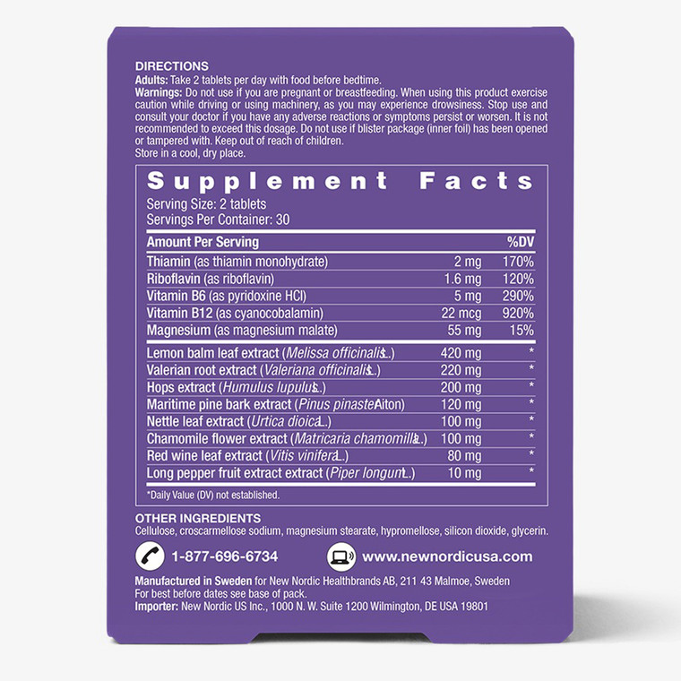 New Nordic Quality Sleep Muscle Rest with Calming Lemon Balm Supplement Tablets Support Restful Sleep Routine 60Ea