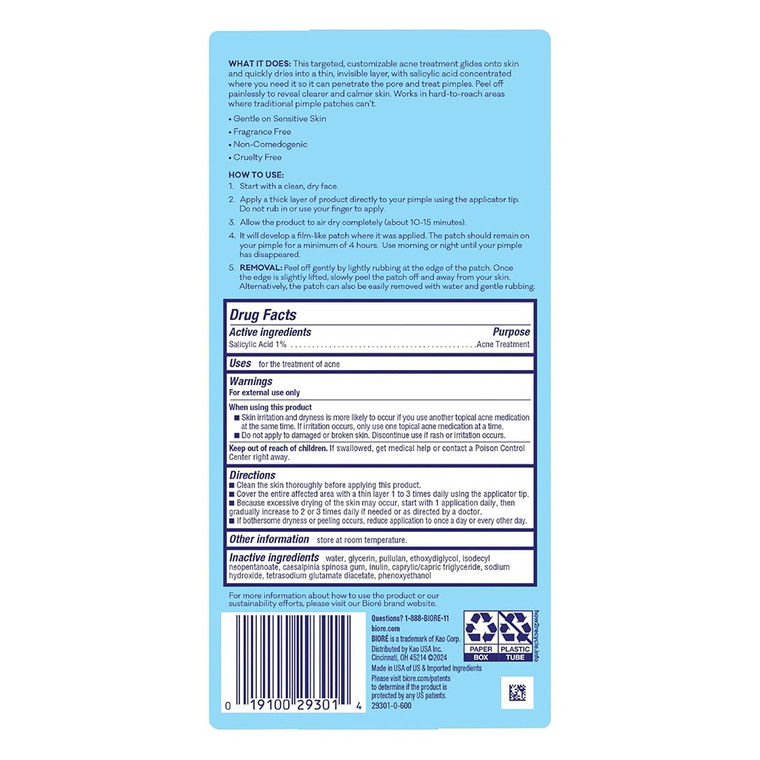 Biore Paint and Peel Liquid Pimple Patch Salicylic Acid Acne Spot Treatment for Face 0.5Oz (14g)