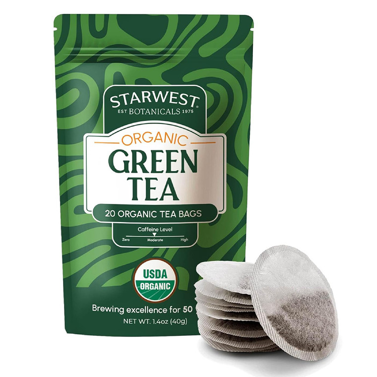 Starwest Botanicals Green Tea Organic Tea Bags Brings a Sense of Calm and Refreshing 20Ea