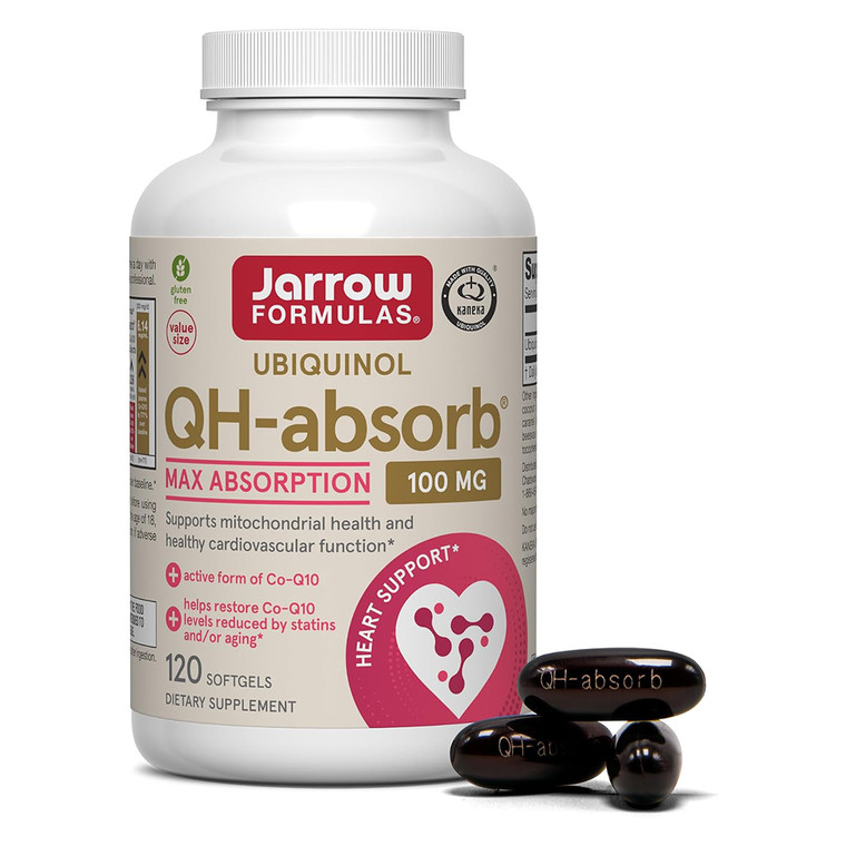 Jarrow Formulas QH Absorb Ubiquinol 100mg CoQ10 Max Absorption Softgels Support Heart Health 120Ea