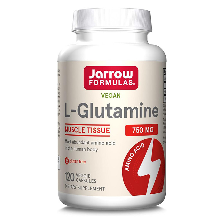 Jarrow Formulas L Glutamine 750mg Dietary Supplement Veg Capsules Support Muscle Tissue and Immune Health 120Ea