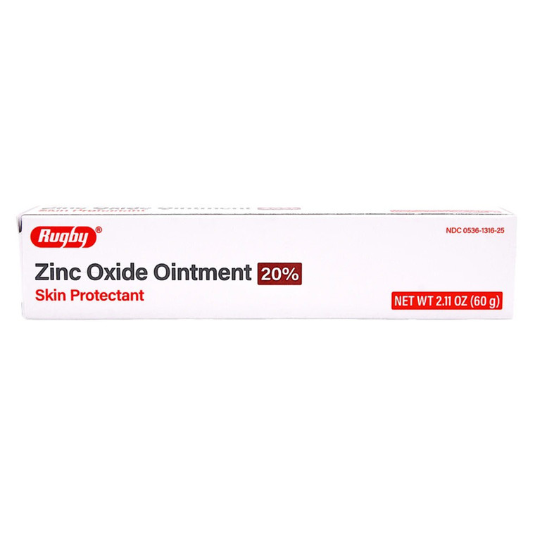 Rugby Zinc Oxide 20 Percent Ointment for Skin Protection and Diaper Rash 2.11Oz (60g)