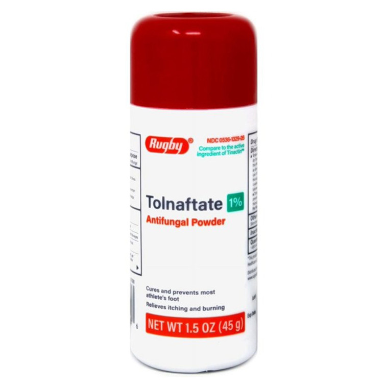 Rugby Tolnaftate 1 Percent Antifungal Powder for Athletes Foot Relief 1.5Oz (45g)