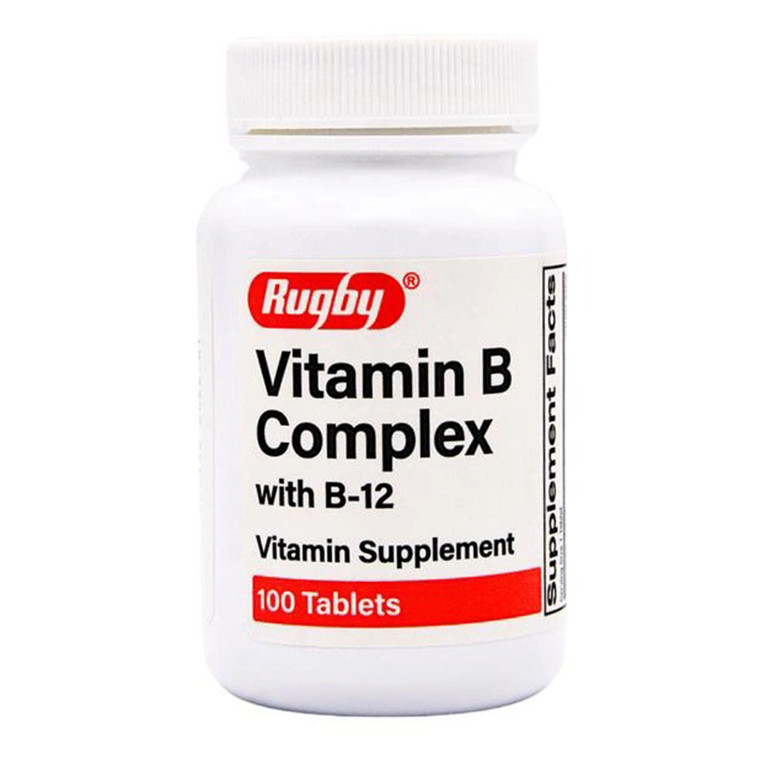 Rugby B Complex Tablets with Vitamin B12 for Energy Metabolism and Nervous System Support 100Ea