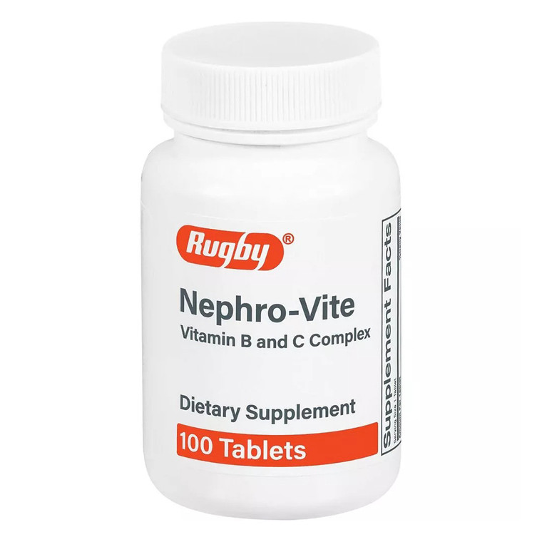 Rugby Nephro Vite Vitamin B and C Complex Tablets for Nutritional Support 100Ea