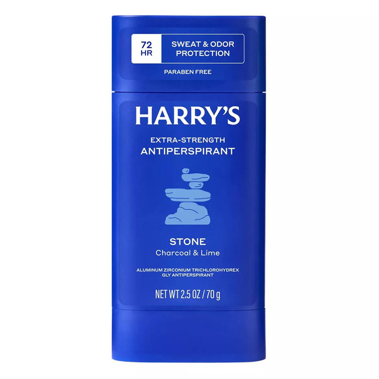 Harrys Extra Strength Stone Charcoal and Lime Solid Antiperspirant Stick Sweat and Odor Portection Men Stone 2.5Oz (70g)