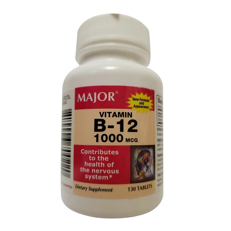 Major Vitamin B12 1000mcg Dietary Supplement Tablets Support Healthy Nervous System 130Ea