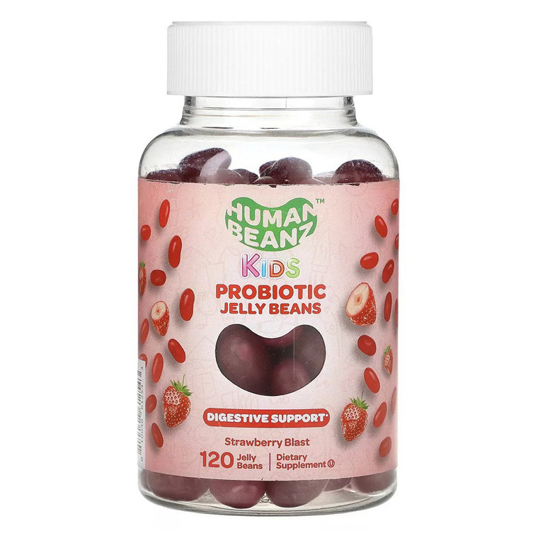 Human Beanz Kids Probiotic Jelly Beans Strawberry Blast Support Digestive Health 120Ea