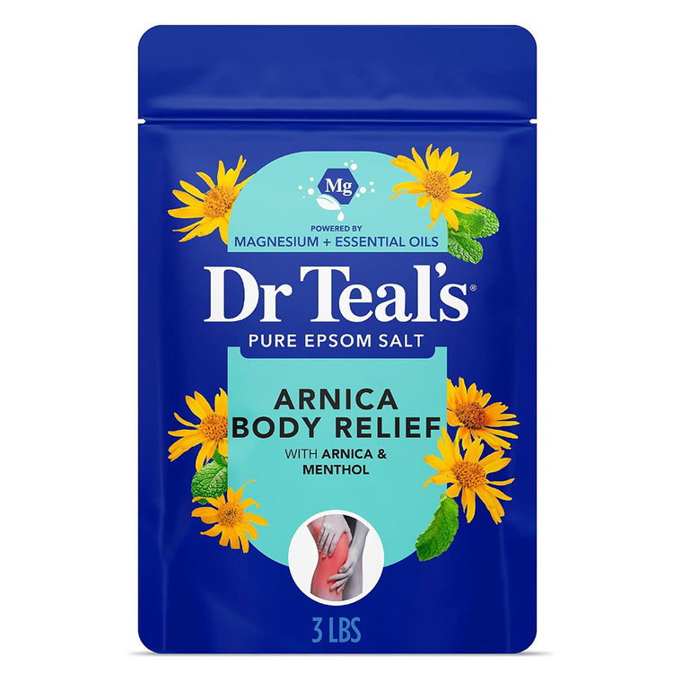 Dr Teals Arnica Body Relief Epsom Salt Magnesium Soak with Menthol and Essential Oils Relief Muscle Pains 3Lbs (1360g)