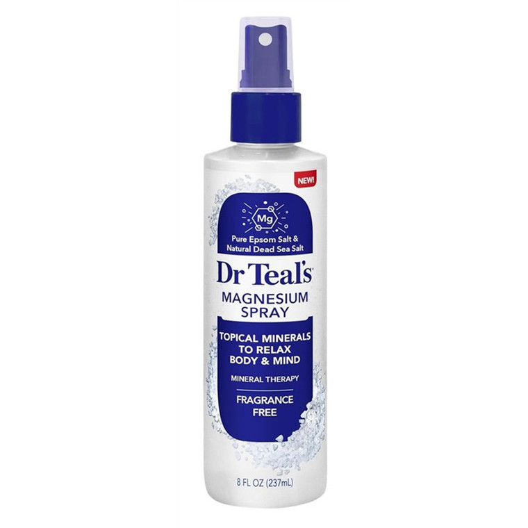Dr Teals Magnesium Spray with Epsom Salt Fragrance Free Topical Minerals to Relax Body and Mind 8Oz (237ml)