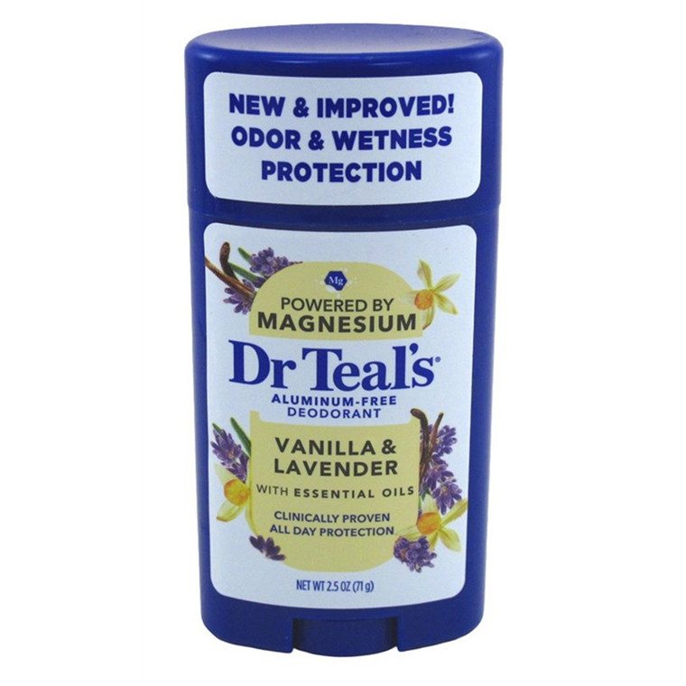 Dr Teals Vanilla and Lavender with Essential Oils Aluminum Free Deodorant Odor and Wetness Protection 2.5Oz (71g)