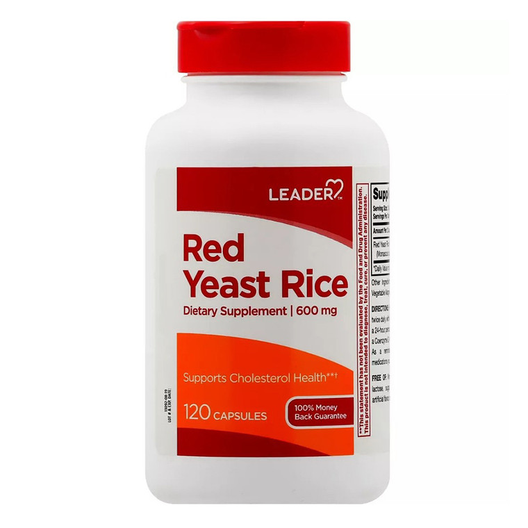 Leader Red Yeast Rice 600 mg Capsules for Cholesterol Health Support 120Ea