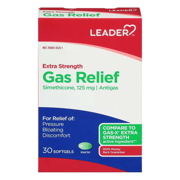 Leader Extra Strength Gas Relief Softgels for Relief of Pressure and Bloating 30Ea