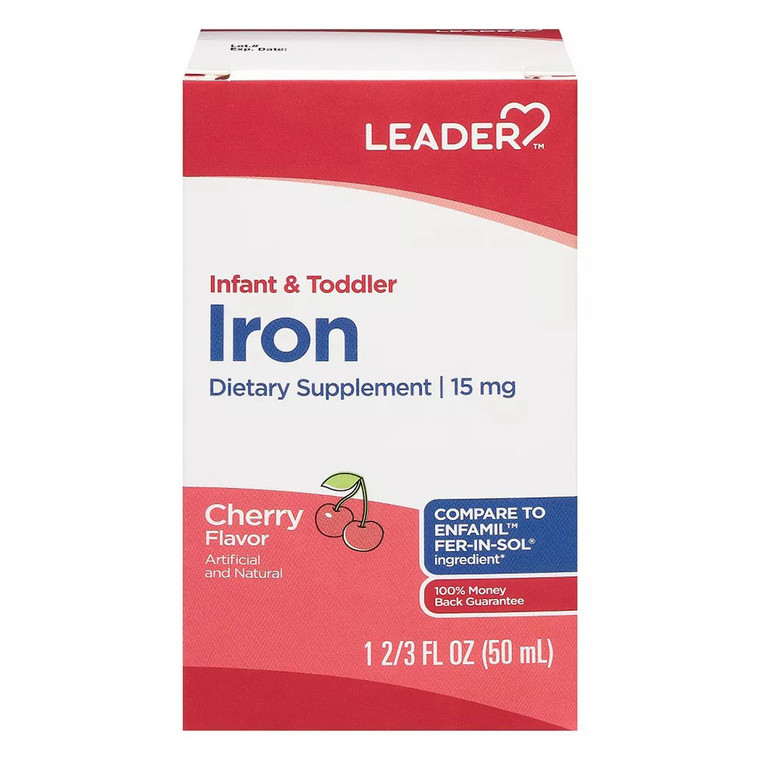 Leader Infant and Toddler Iron Supplement Cherry Flavor 1.67Oz (50ml)