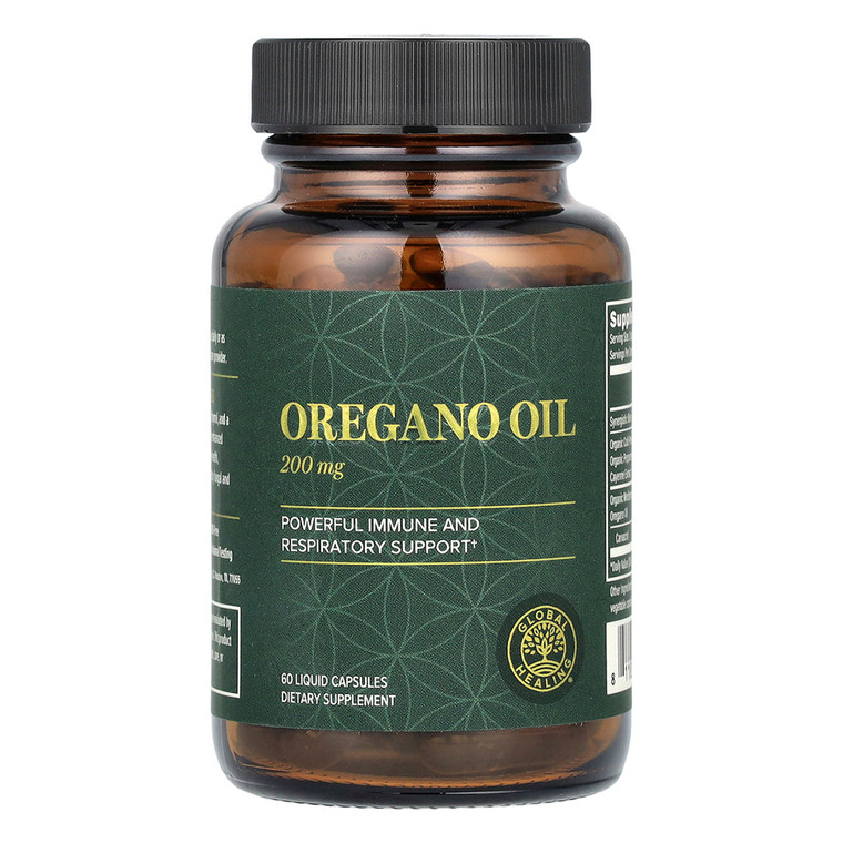 Global Healing Oregano Oil 200mg Liquid Capsules Support Immune and Respiratory Health 60Ea