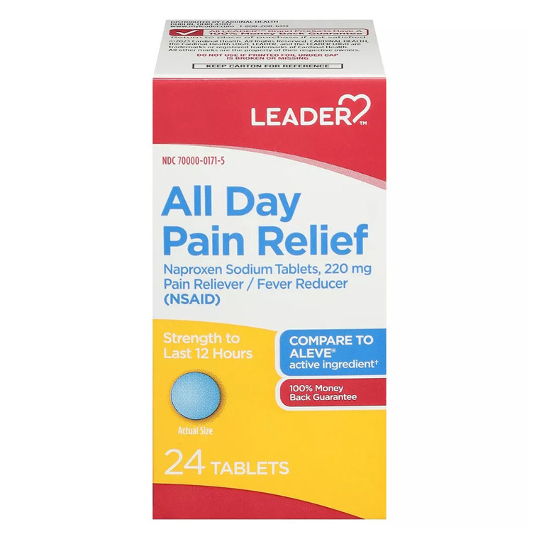Leader Naproxen Sodium 220 mg All Day Pain Relief Tablets 24Ea