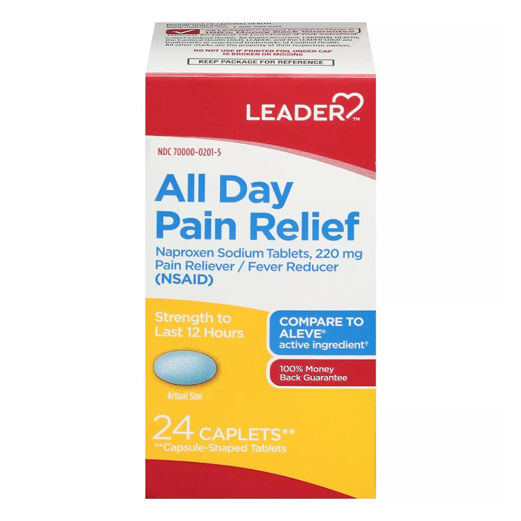 Leader All Day Pain Relief Naproxen Sodium 220 mg Tablets 24Ea