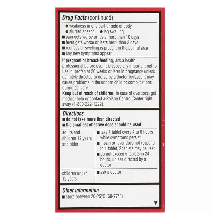 Leader Ibuprofen 200 mg Coated Tablets for Pain and Fever Relief 100Ea